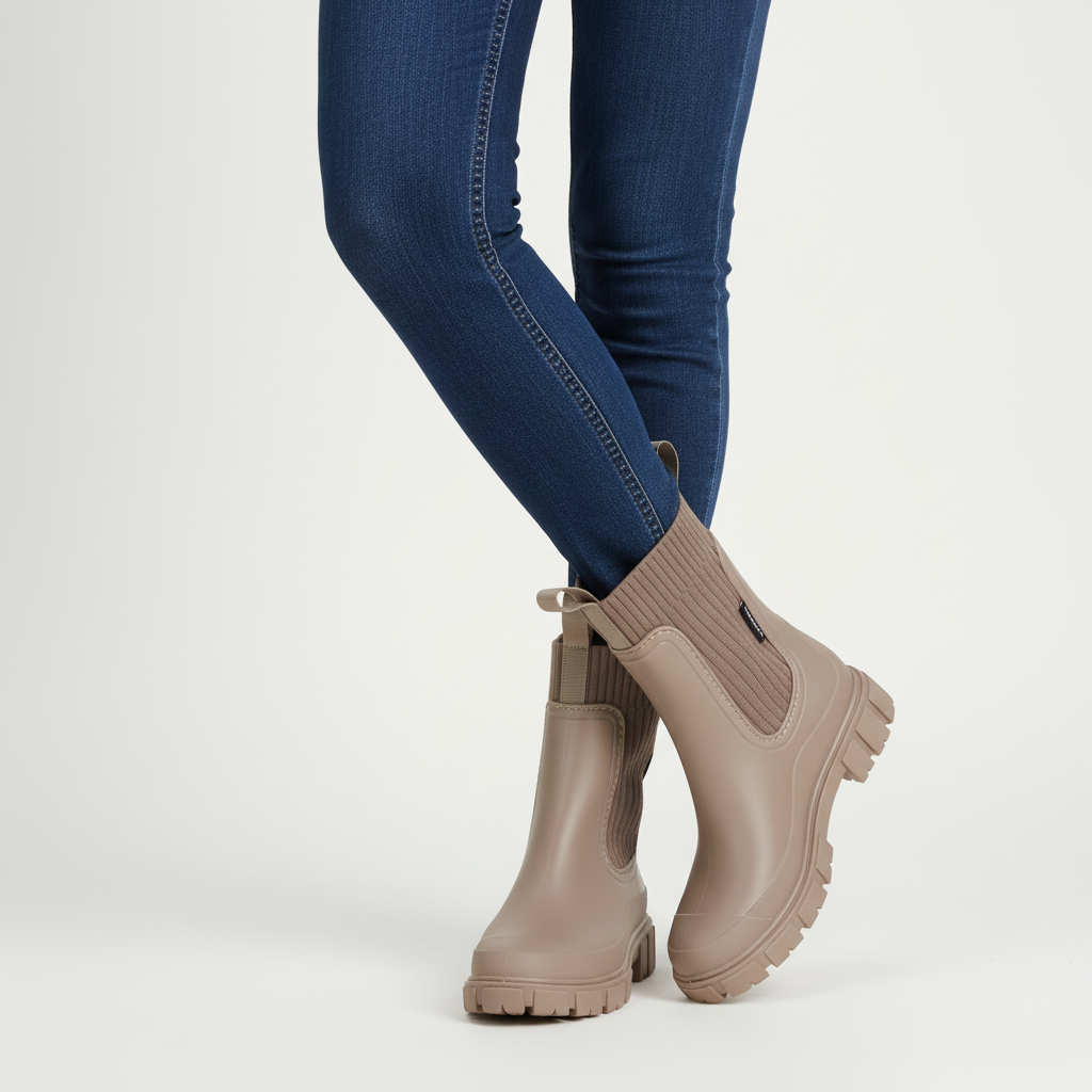 Waterdichte damesregenboots met warme sok