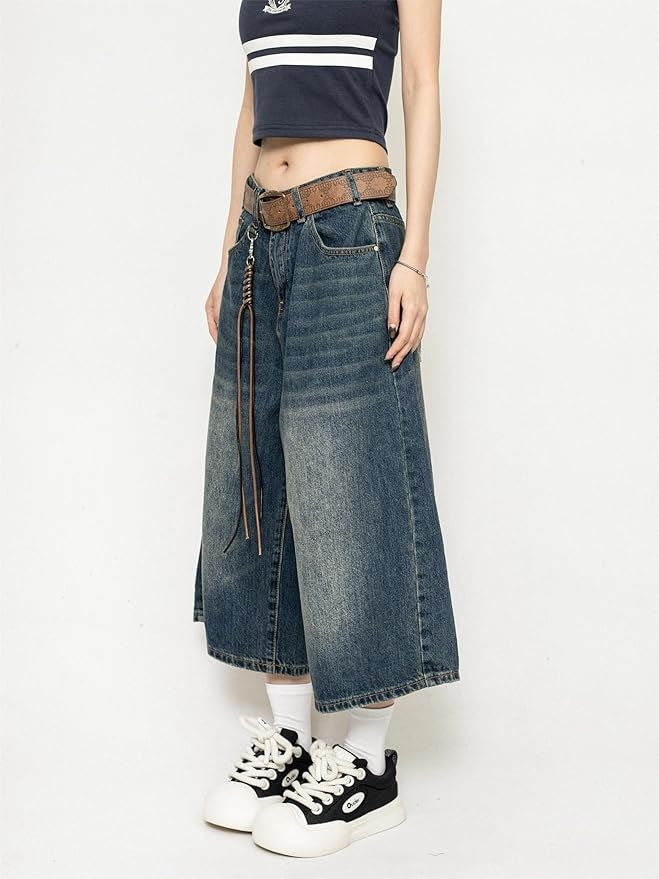 Wide-leg denim culotte dames – Rebel