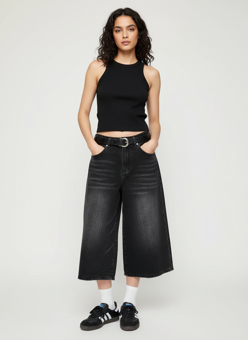 Wide-leg denim culotte dames – Rebel