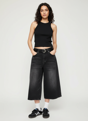 Wide-leg denim culotte dames – Rebel