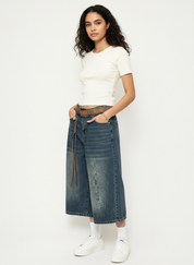 Wide-leg denim culotte dames – Rebel