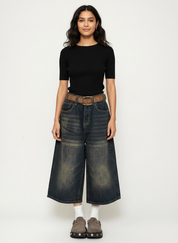 Wide-leg denim culotte dames – Rebel