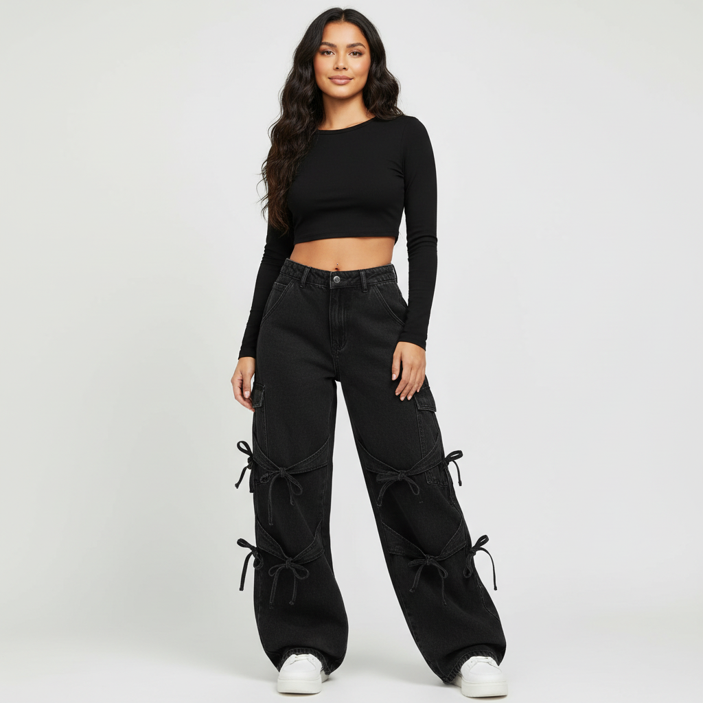 Wide-leg strikdetail jeans dames – Roxy