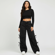 Wide-leg strikdetail jeans dames – Roxy