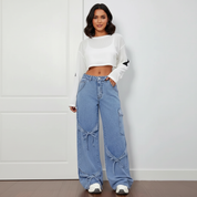 Wide-leg strikdetail jeans dames – Roxy