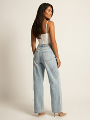 Wide leg jeans met denim details - Nova