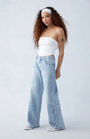 Wide leg jeans met denim details - Nova