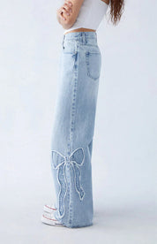 Wide leg jeans met denim details - Nova