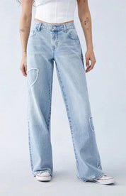 Wide leg jeans met denim details - Nova