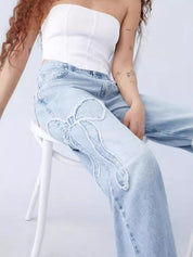 Wide leg jeans met denim details - Nova