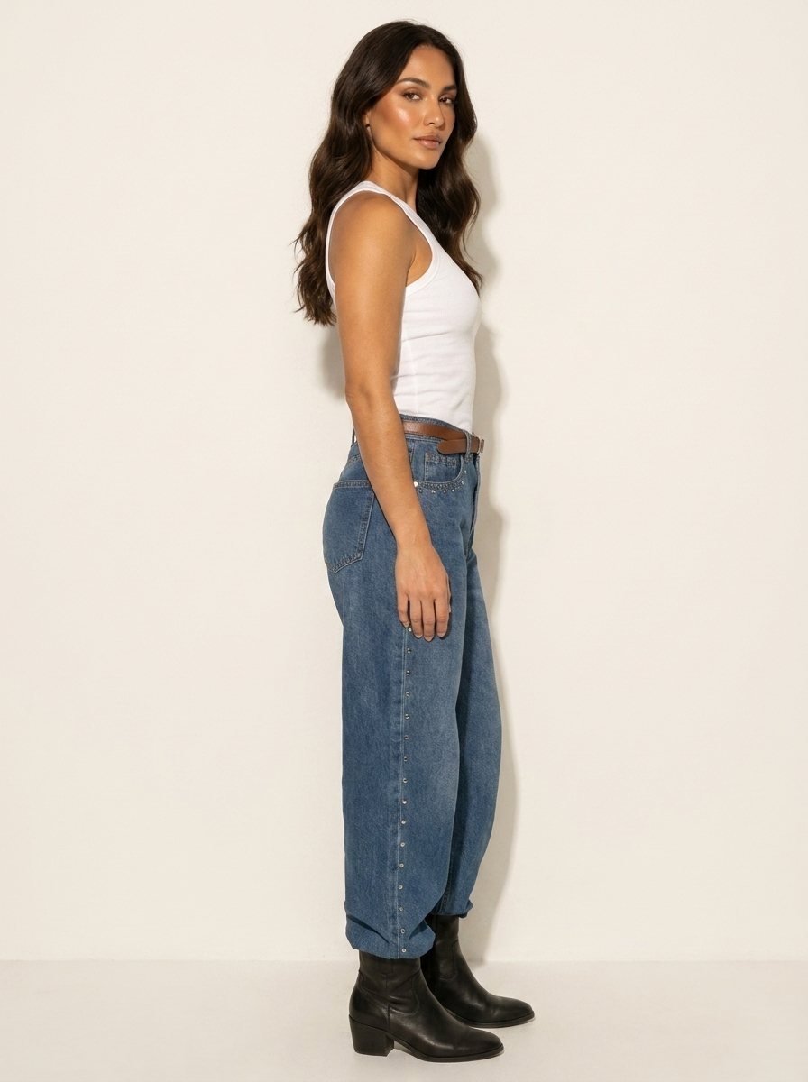 Wide leg jeans met studs - Vivid
