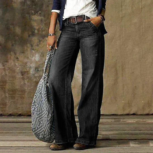 Wide leg jeans met vintage wassing - Nova