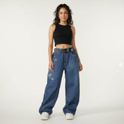 Wide leg dames cargo jeans – Sienna