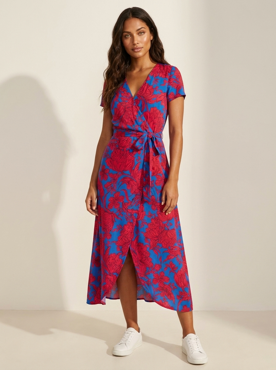 Wikkeljurk met kleurrijke print - Vivienne