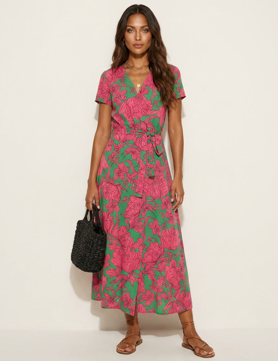 Wrap dress with colorful print - Vivienne