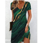 V-hals jurk met opvallende print - Jade