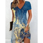V-hals jurk met opvallende print - Jade