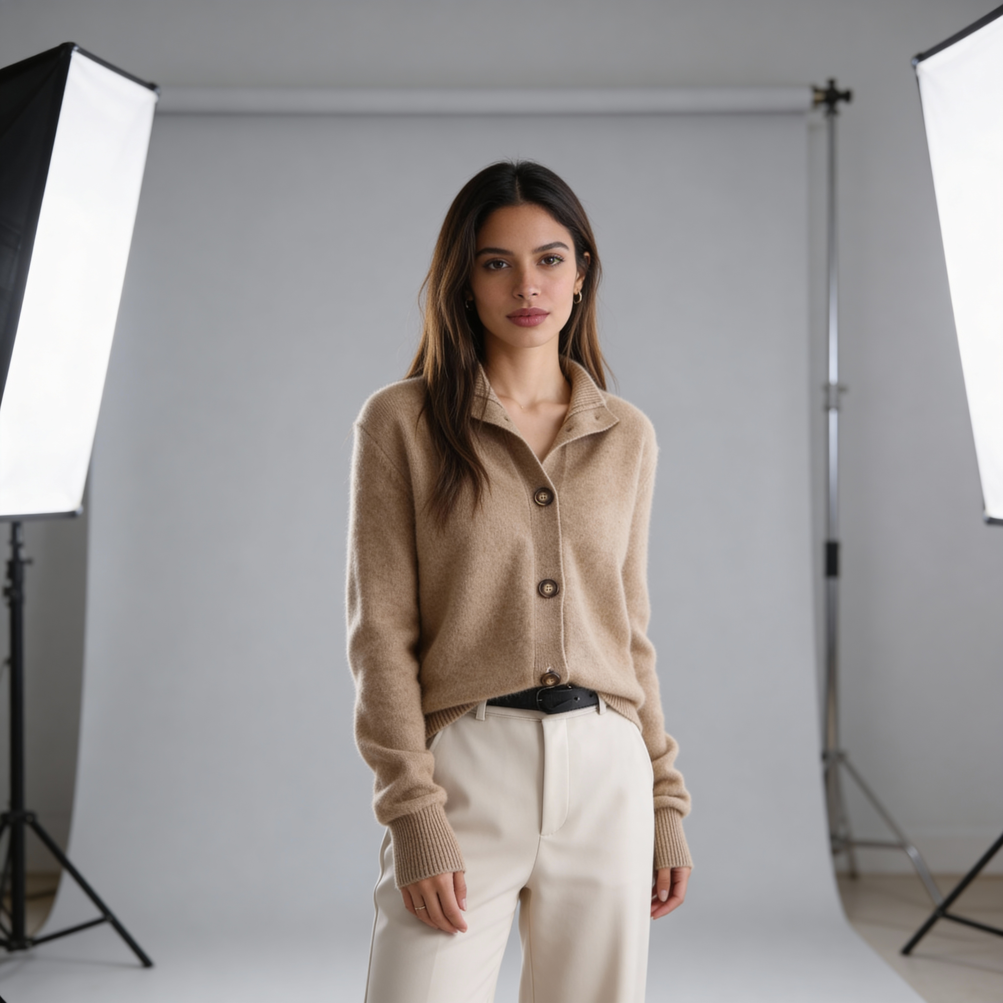 Zacht gebreid damesvest met knoopsluiting