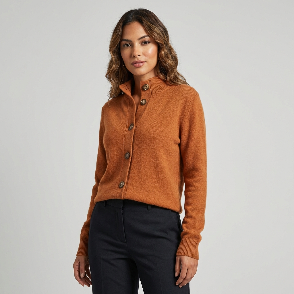 Zacht gebreid damesvest met knoopsluiting