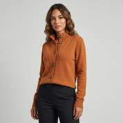 Zacht gebreid damesvest met knoopsluiting