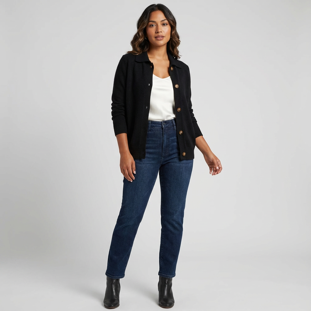 Zacht gebreid damesvest met knoopsluiting