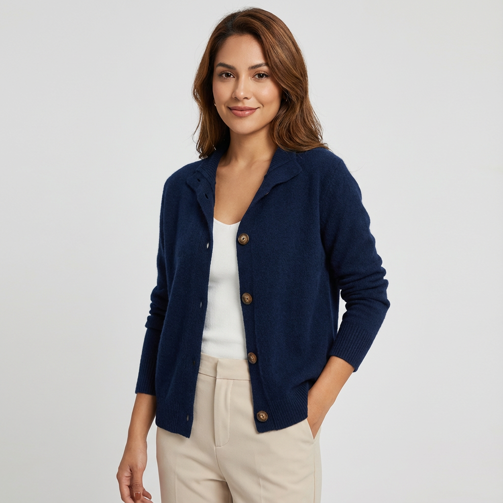 Zacht gebreid damesvest met knoopsluiting