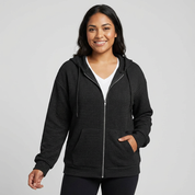 Zacht dames vest met rits en capuchon in wafelstructuur