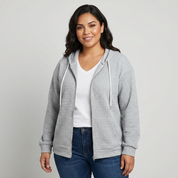 Zacht dames vest met rits en capuchon in wafelstructuur