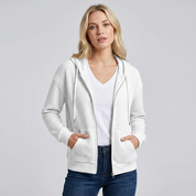 Zacht dames vest met rits en capuchon in wafelstructuur