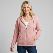 Zacht dames vest met rits en capuchon in wafelstructuur