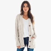 Zachte kabelgebreide damescardigan