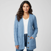 Zachte kabelgebreide damescardigan