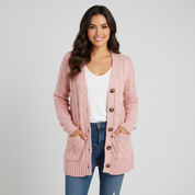 Zachte kabelgebreide damescardigan