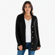 Zachte kabelgebreide damescardigan