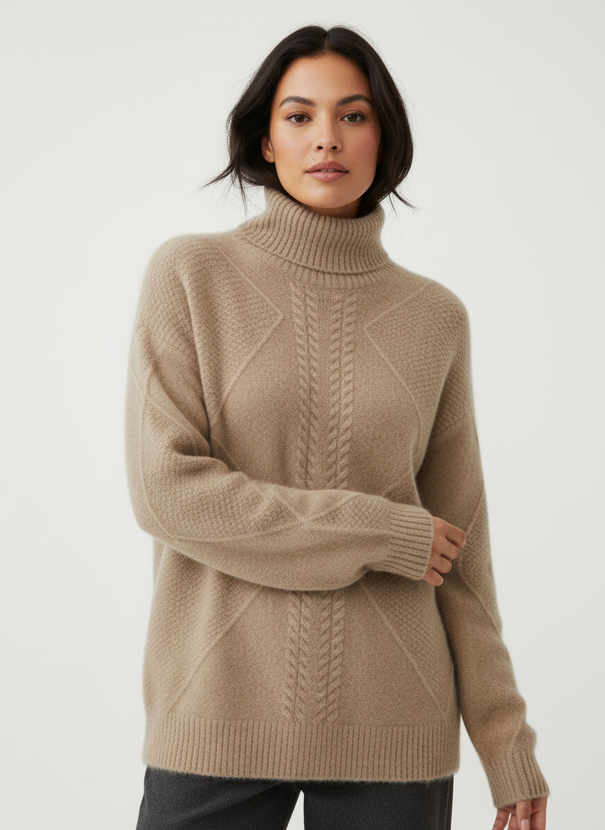 Zachte coltrui dames met kabelstructuur – Ellis