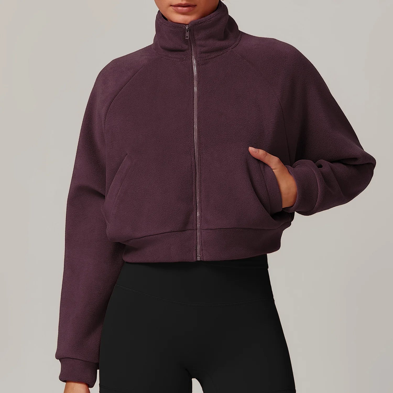 Zachte cropped fleece jas – Mila