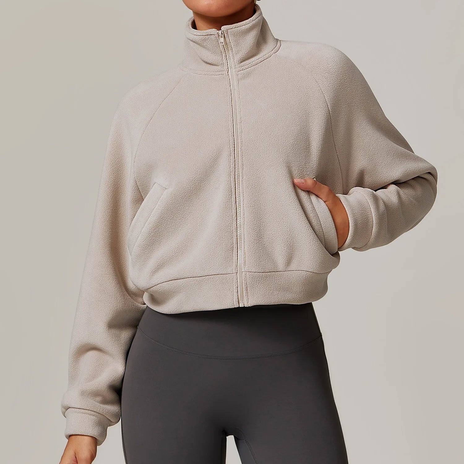 Zachte cropped fleece jas – Mila