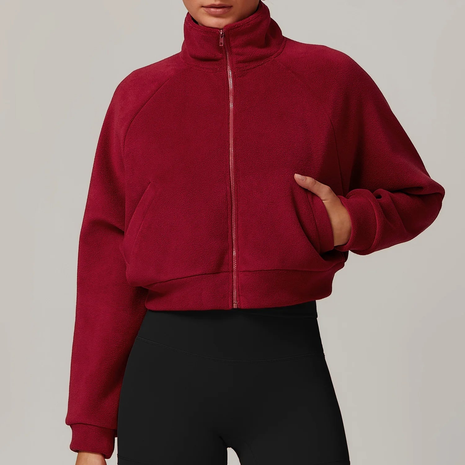Zachte cropped fleece jas – Mila