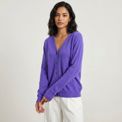 Zachte damescardigan met knoopsluiting en verfijnde halslijn