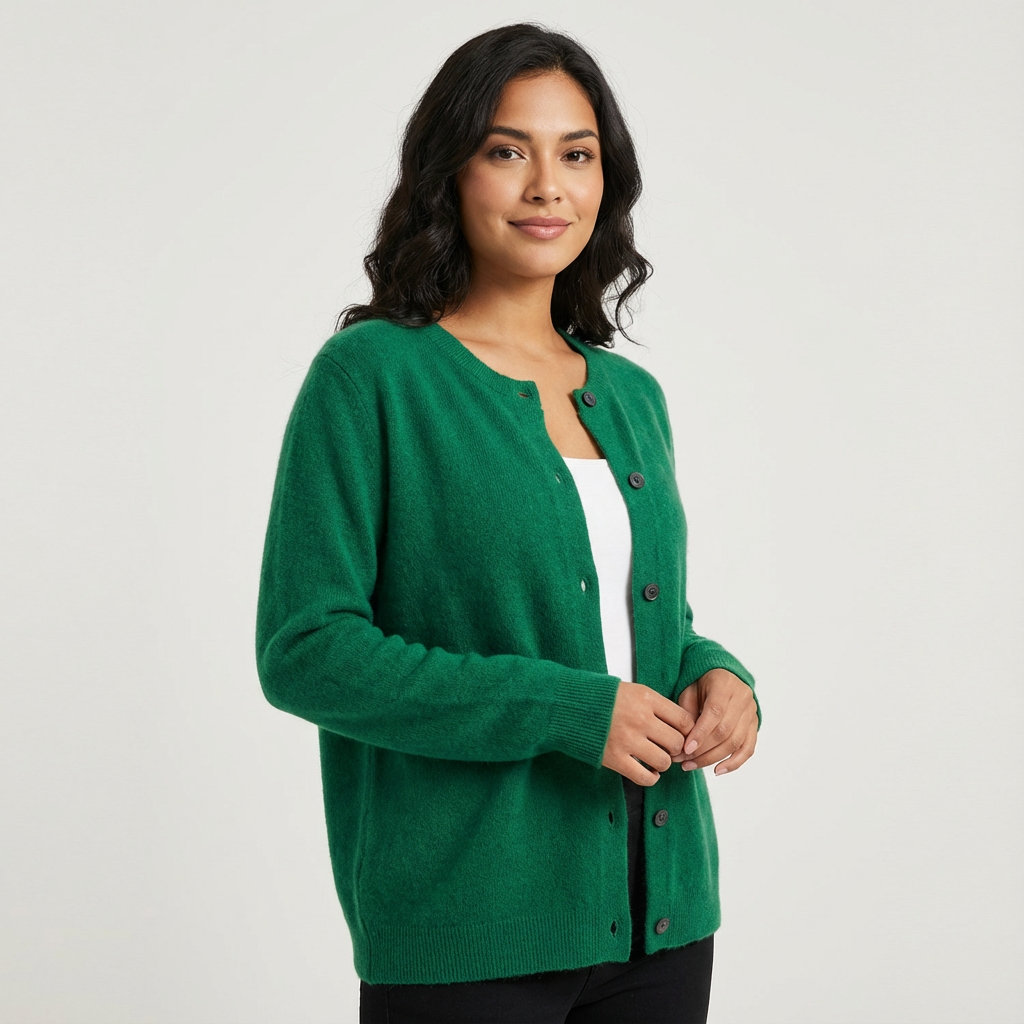 Zachte damescardigan met knoopsluiting en verfijnde halslijn