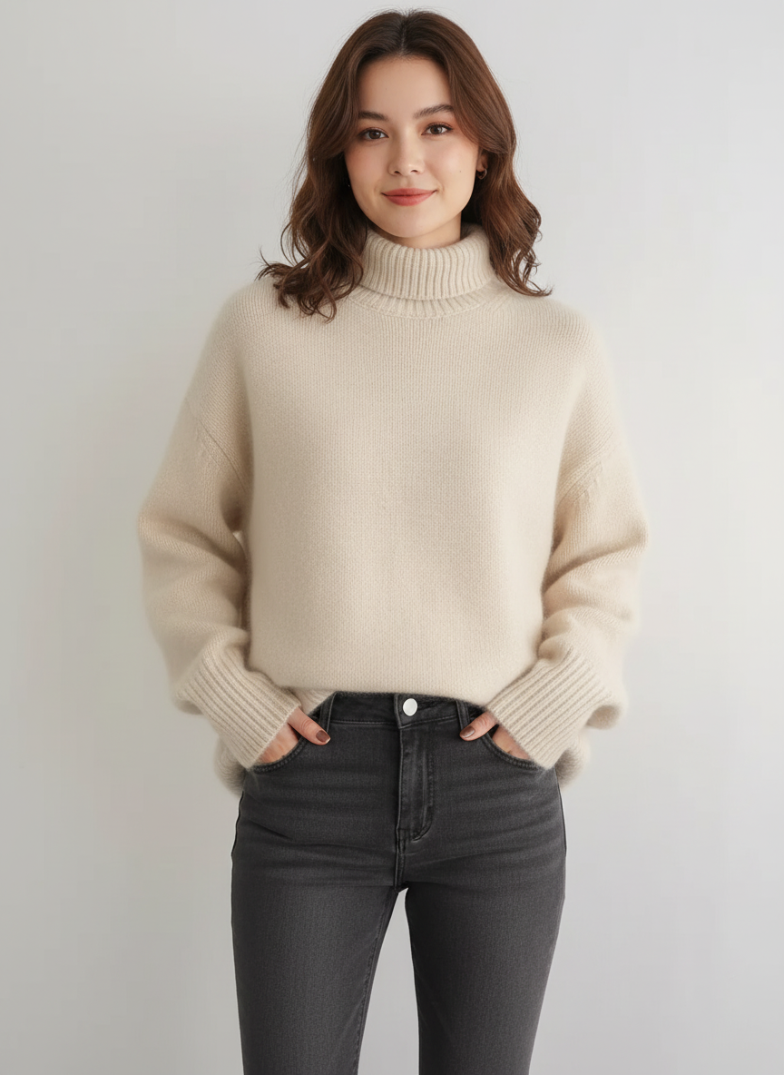 Zachte dames coltrui met losse pasvorm en tijdloos design