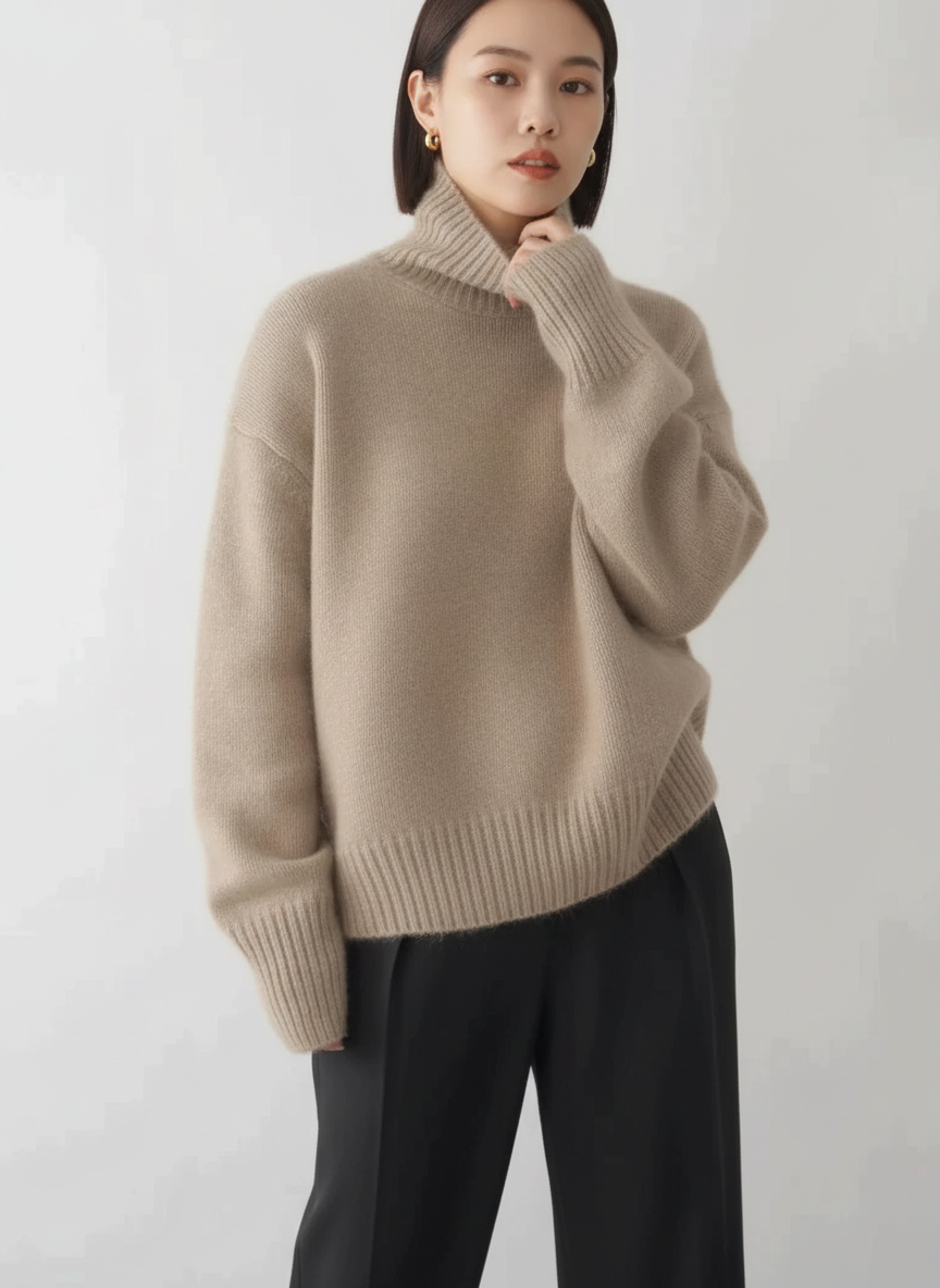 Zachte dames coltrui met losse pasvorm en tijdloos design