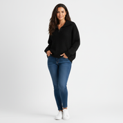 Zachte dames trui met halve rits – Desi