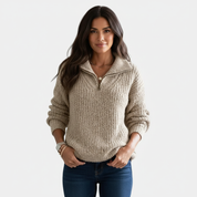 Zachte dames trui met halve rits – Desi