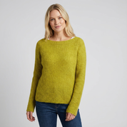 Zachte effen dames woltrui met ronde hals