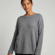 Zachte effen dames woltrui met ronde hals