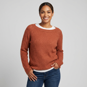 Zachte effen dames woltrui met ronde hals