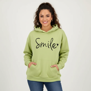 Zachte fleece dameshoodie met positieve print