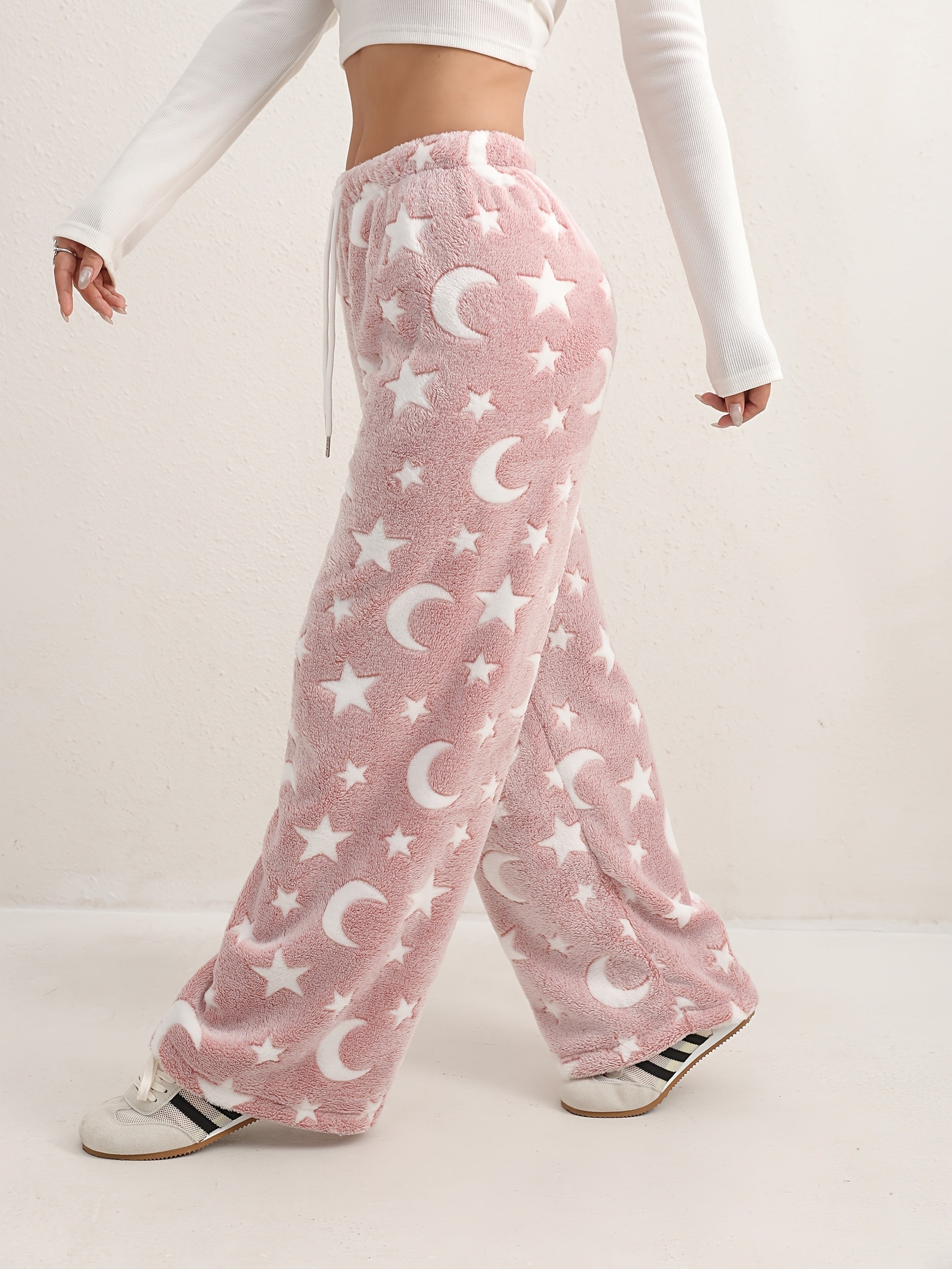 Zachte fleece lounge broek met print – Luna