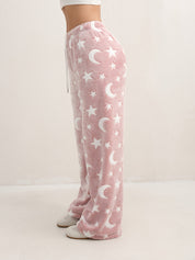 Zachte fleece lounge broek met print – Luna